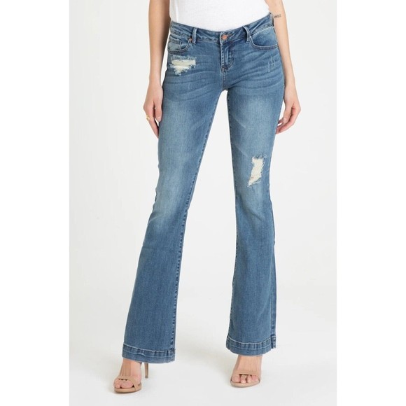 Dear John Rosie Flare Jetsetter Distressed  Mid-Rise Jeans Women's Size 25 - Picture 1 of 13